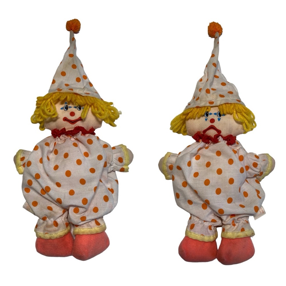 Vintage Dan Dee Imports Happy Sad Face Two-Sided Clown 14" Plush Doll 1981 HTF